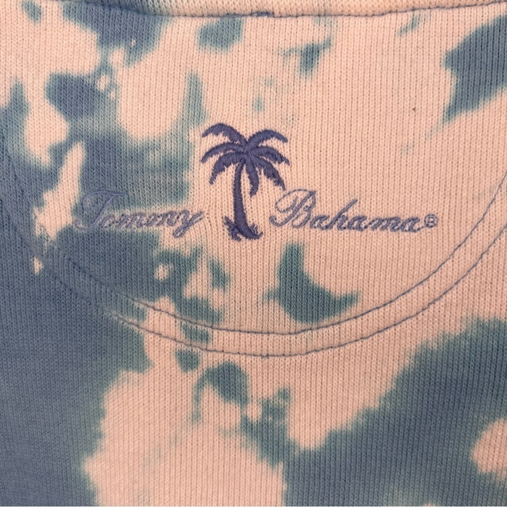 Tommy Bahama Blue & White Tie Dye 1/4 Zip Pullover Sweater Size Large - Picture 8 of 11